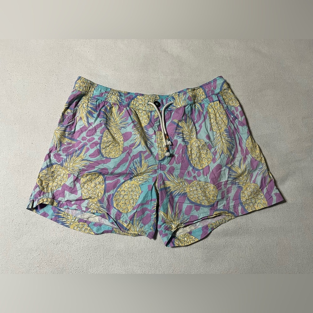 Chubbies Unlined Shorts‎ Mens 2XL Pineapple  5.5” Elastic Waist Relax